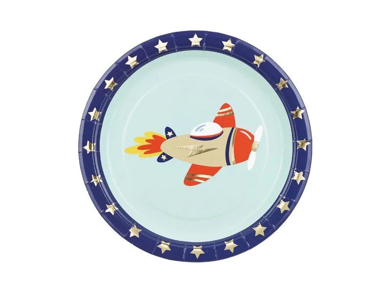 Set farfurii din hârtie Avion 18 cm, 6 buc