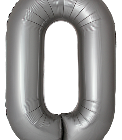 Balon din filie Cifra “0” 86 cm (34″) satin argintiu FX