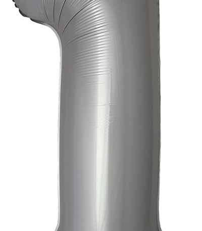 Balon din filie Cifra “1” 86 cm (34″) satin argintiu FX