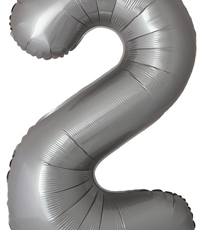 Balon din filie Cifra “2” 86 cm (34″) satin argintiu FX