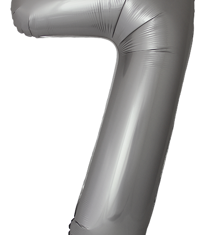 Balon din filie Cifra “7” 86 cm (34″) satin argintiu FX