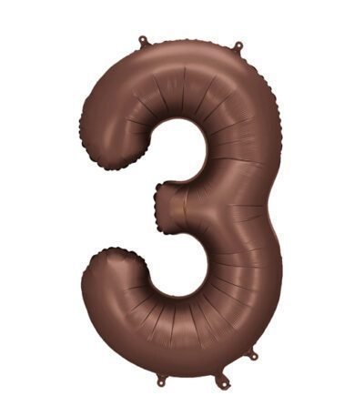 Balon din folie Cifra “3” 86 cm (34″) cafeniu PD