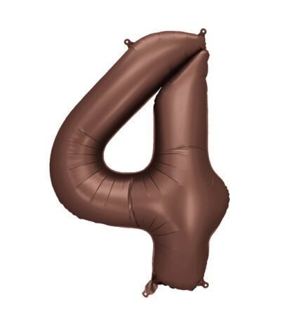 Balon din folie Cifra “4” 86 cm (34″) cafeniu PD