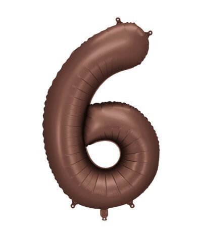 Balon din folie Cifra “6” 86 cm (34″) cafeniu PD