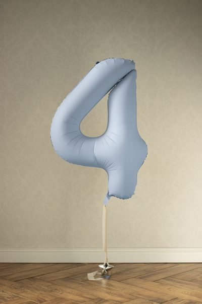 Balon din folie Cifra "4" 86 cm (34") albastru cețos PD — изображение 2