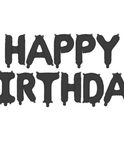 Inscriptie din folie Happy Birthday 340 x 35 cm (134 x 14″) negru PD