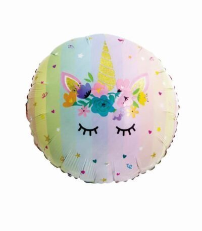 Balon din folie Cerc 48 cm (19″) Unicorn cu stelute