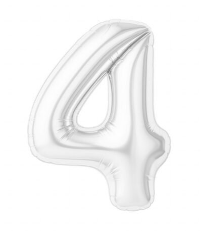 Balon din folie Cifra “4” 102 cm (40″) Alb perlat