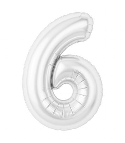Balon din folie Cifra “6” 102 cm (40″) Alb perlat