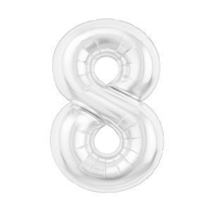 Balon din folie Cifra “8” 102 cm (40″) Alb perlat