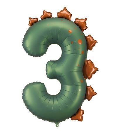 Balon din folie Cifra “3” 92 cm (36″) Dinozaur