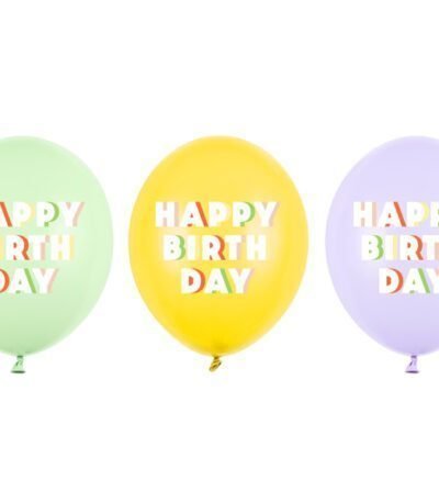 Balon latex cu desen 30 cm (12″) Happy Birthday, mix bej, SB