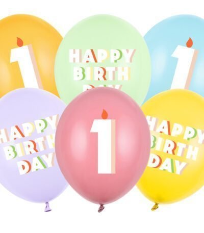 Set baloane latex 30 cm (12″) Prima aniversare, 6 buc, SB