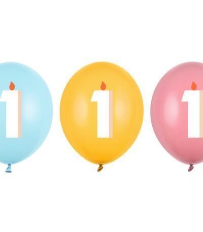 Balon latex 30 cm (12″) Prima aniversare, Mix pastel, SB