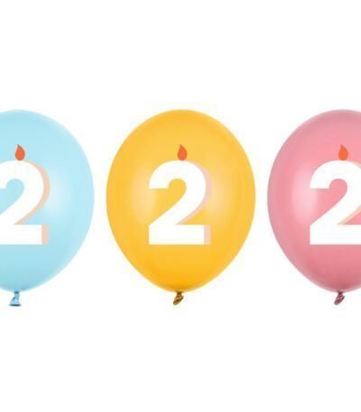 Balon latex 30 cm (12″) A doua aniversare, Mix pastel, SB