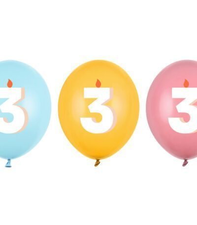 Balon latex 30 cm (12″) A treia aniversare, Mix pastel, SB