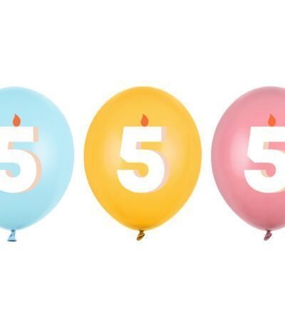 Balon latex 30 cm (12″) A cincea aniversare, Mix pastel, SB