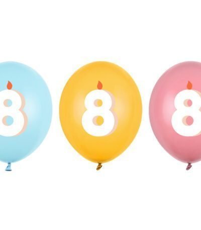 Balon latex 30 cm (12″) A opta aniversare, mix pastel, SB