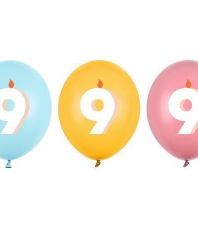 Balon latex, 30 cm (12″) a 9-a aniversare, mix pastel, SB