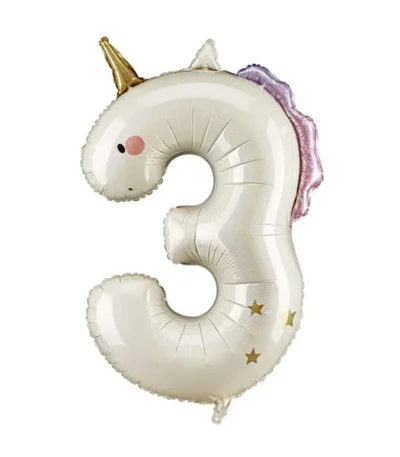 Balon din folie Cifra “3” 92 cm (36″) Unicorn