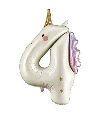 Balon din folie Cifra “4” 92 cm (36″) Unicorn