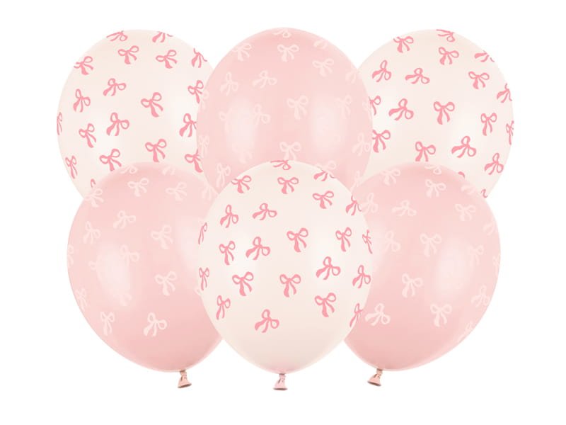 Set de baloane latex 30 cm (12") Fundite, roz/alb, 6 buc, SB - imagine 2